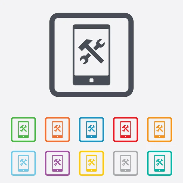 Smartphone reparatie teken pictogram. dienst symbool. — Stockvector