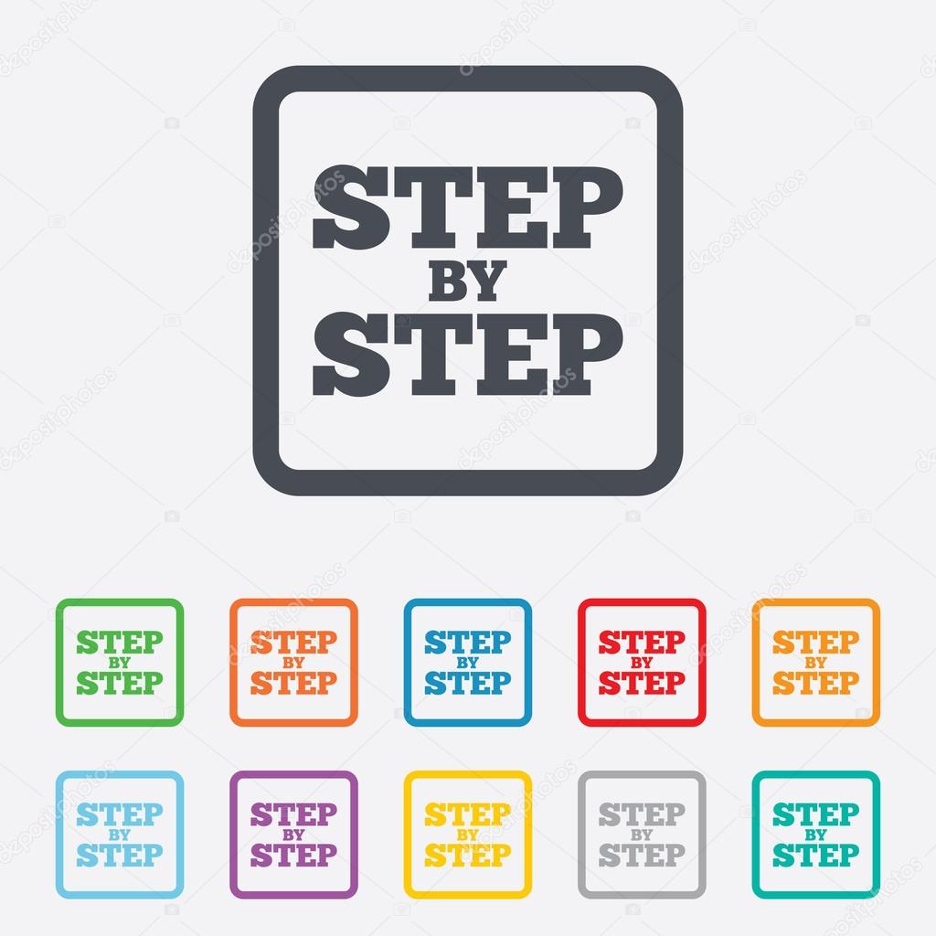 Step by step sign icon. Instructions symbol. Stock Vector Image by