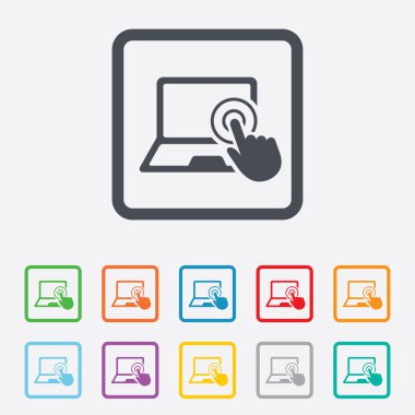 dokunmatik ekran laptop işareti. el işaretçi simgesi.