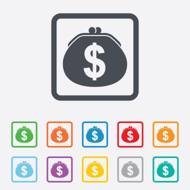 m-cüzdan dolar işareti simgesi. para çantası sembolü.