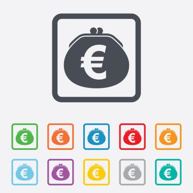 m-cüzdan euro işareti simgesi. para çantası sembolü.