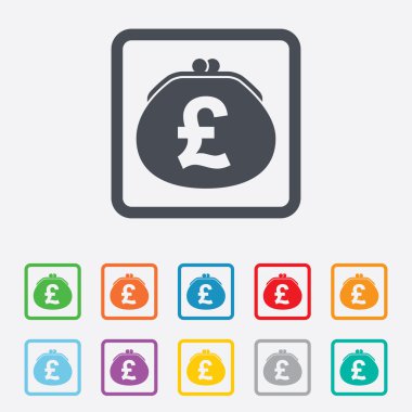 m-cüzdan pound işareti simgesi. para çantası sembolü.