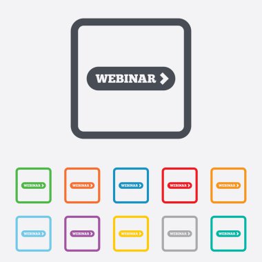 Webinar ok işareti simgesi. Web Çalışma sembolü.