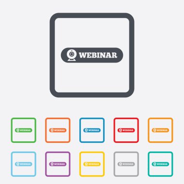 Webinar web kamera işareti simgesi. Online web çalışma.