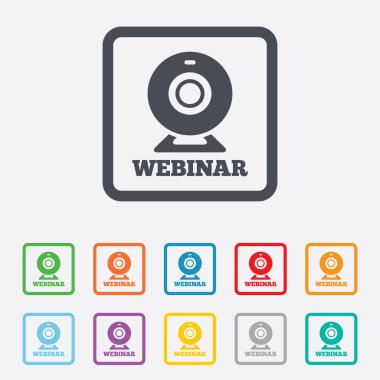 Webinar web kamera işareti simgesi. Online web çalışma.