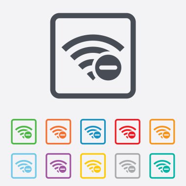 WiFi eksi işareti. Wi-fi sembolü. Kablosuz.