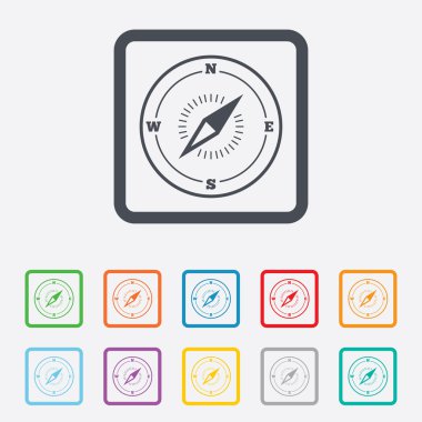 Pusula işareti simgesi. Windrose gezinti simgesi.