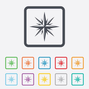 Pusula işareti simgesi. Windrose gezinti simgesi.