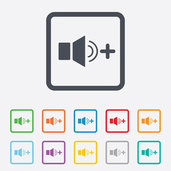 Altavoz volumen más alto signo icono. Símbolo sonoro . — Archivo Imágenes Vectoriales
