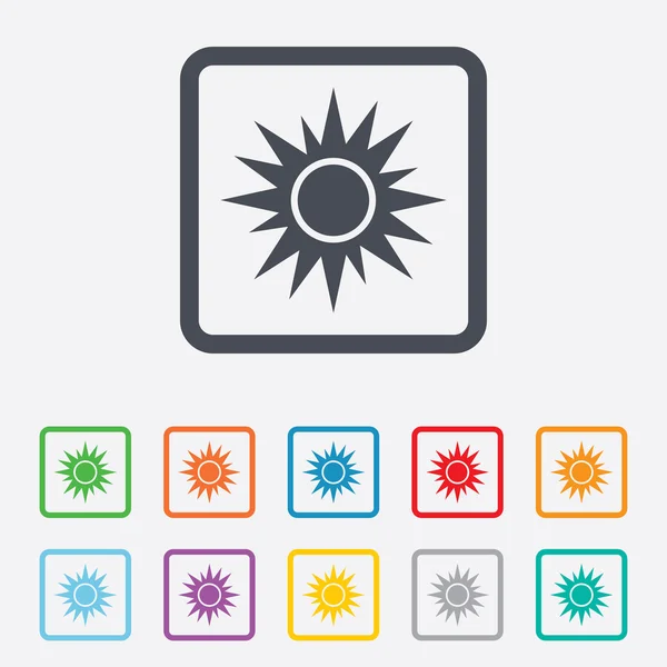 Sun sign icon. Solarium symbol. Heat button. — Stock Vector