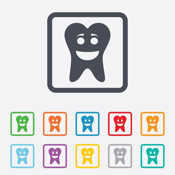 牙笑脸标志图标。健康的牙齿 — 图库矢量图片
