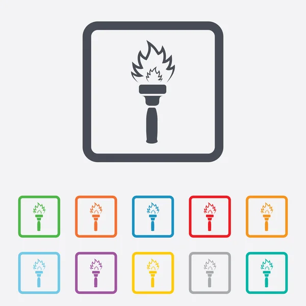 Icono de signo de llama de la antorcha. Símbolo fuego . — Vector de stock