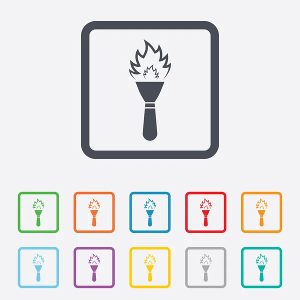 Teken pictogram van de vlam van de fakkel. vuur symbool. — Stockvector