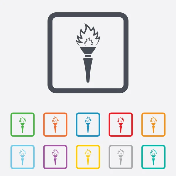 Icône du panneau de flamme torche. Symbole feu . — Image vectorielle