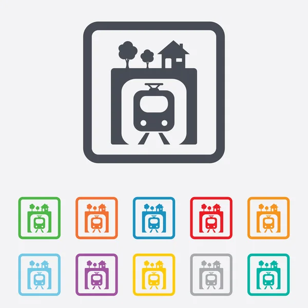 Icono de signo subterráneo. Metro símbolo del tren . — Vector de stock