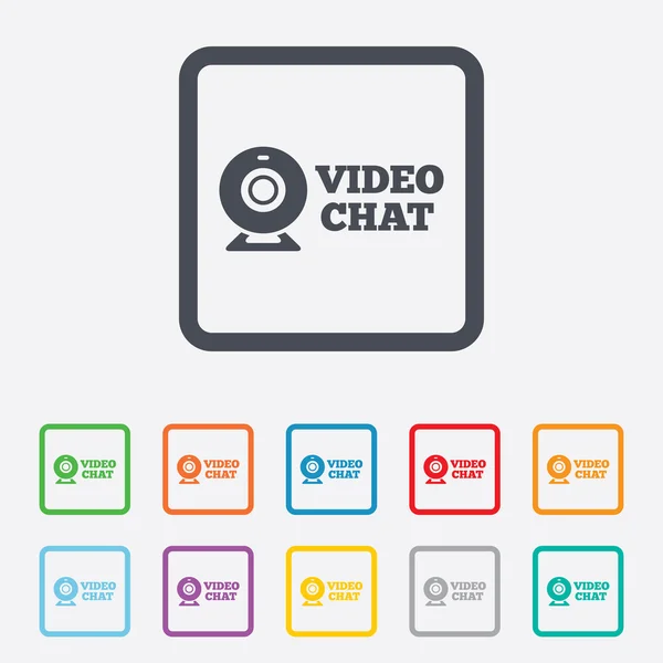 Icono de signo de chat de vídeo. Webcam charla de vídeo . — Vector de stock