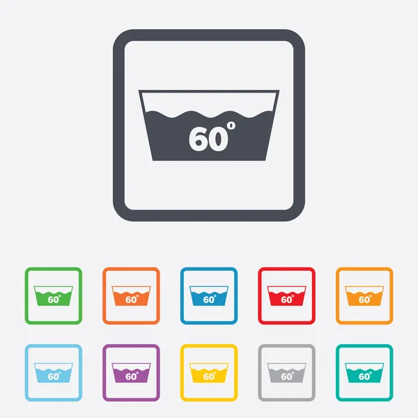 Wash icon. Machine washable at 60 degrees symbol — Stock Vector