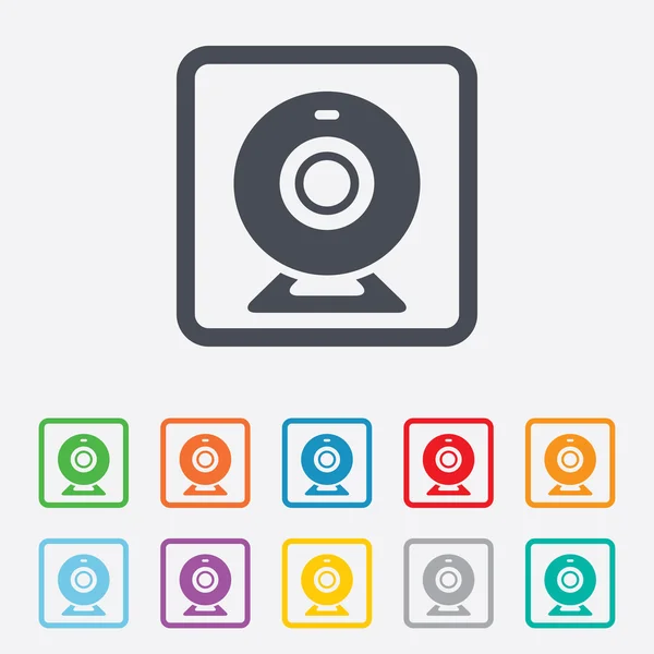 Webcam teken pictogram. web video chat symbool. — Stockvector