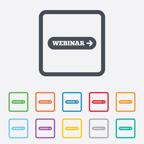 Webinar met pijlpictogram teken. Web studie symbool. — Stockvector