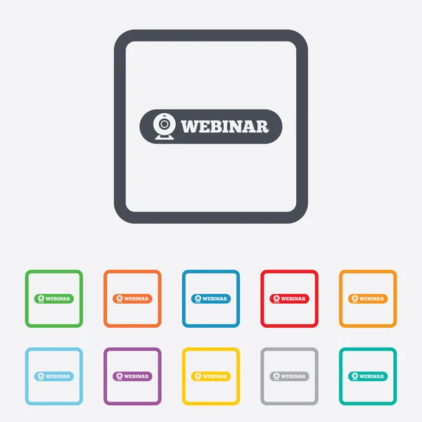 Webinar web camera teken pictogram. online web studie. — Stockvector