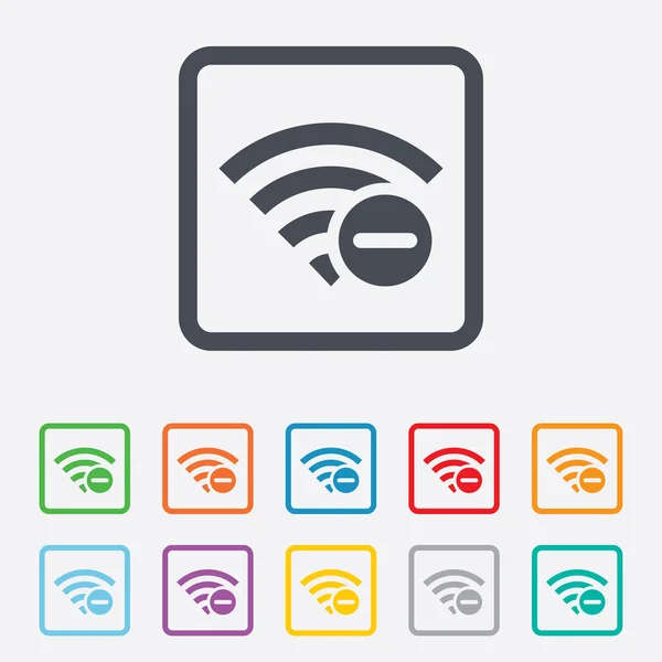 WiFi eksi işareti. Wi-fi sembolü. Kablosuz. — Stok Vektör