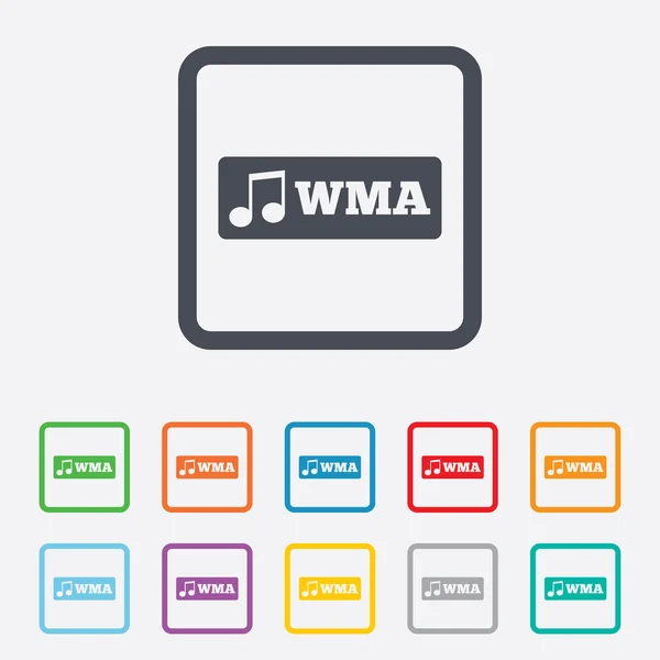 Wma icono de signo de formato de música. Símbolo musical . — Vector de stock