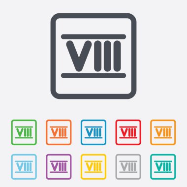 Romen rakamı sekiz simgesi. Roma 8 numara işareti.