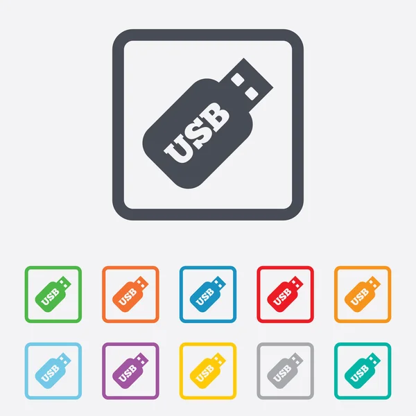 Icona del segno Usb Stick. Pulsante chiavetta USB . — Vettoriale Stock