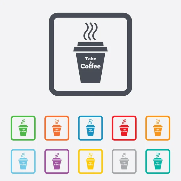 Neem een koffie teken pictogram. warme koffie beker. — Stockvector