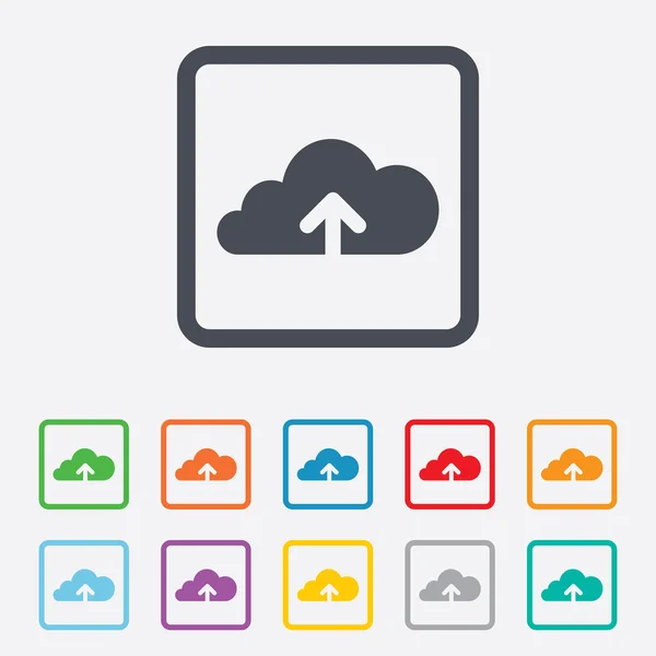 Uploaden naar wolk pictogram. uploadt knoop. — Stockvector