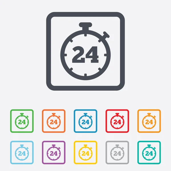 Icono de signo de temporizador 24 horas. Símbolo cronómetro . — Vector de stock