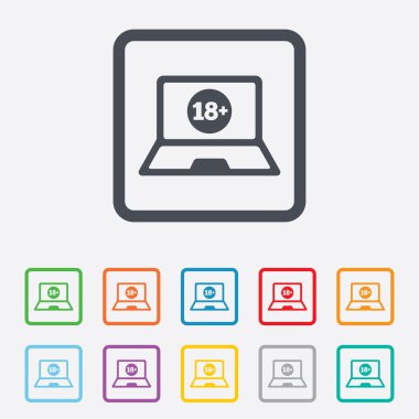 Yetişkin içerik laptop simgesi. Yetişkinler için Web sitesi.