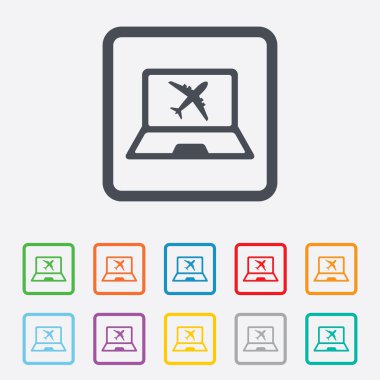 Online check-in işareti. uçak sembolü. seyahat.