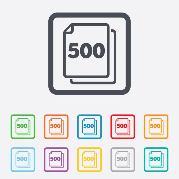 En el paquete 500 hojas icono de signo. 500 papeles símbolo . — Vector de stock