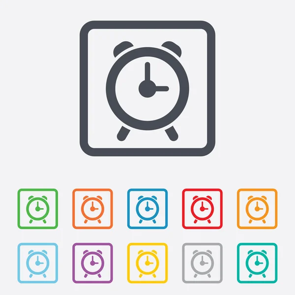 Wekker teken pictogram. alarm symbool wakker. — Stockvector