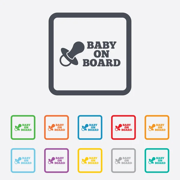 Baby on board sign icon. Infant caution symbol. — Stock Vector