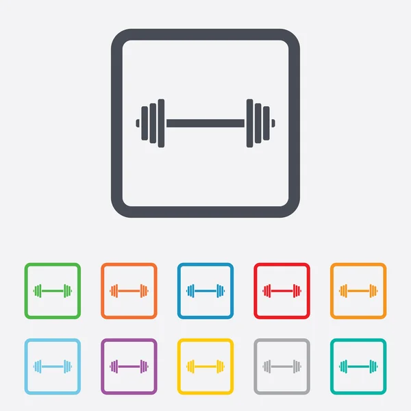 Barbell teken pictogram. spier hijs symbool. — Stockvector