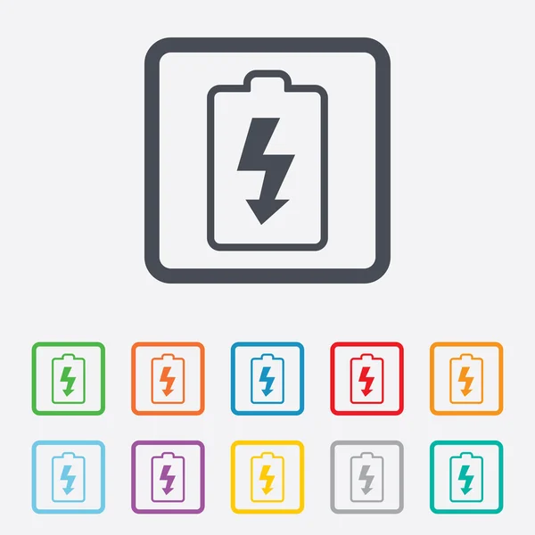 Tecken batteriladdningsikon. Lightning symbol. — Stock vektor