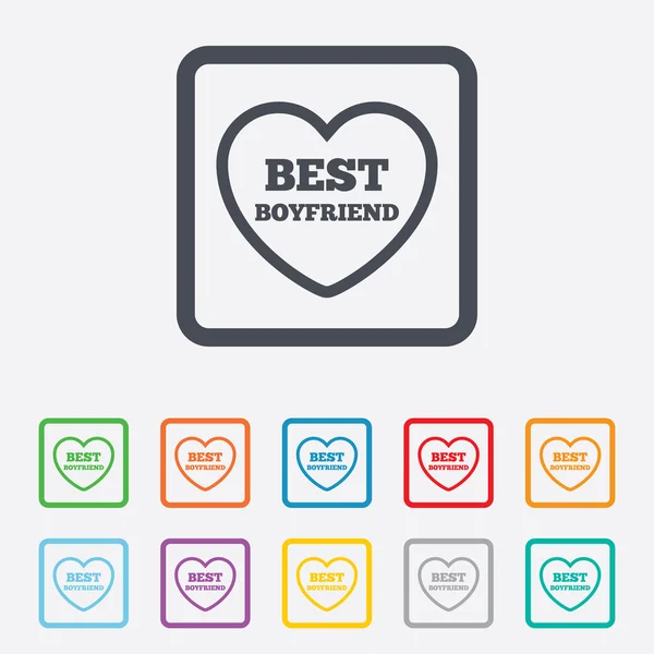Best boyfriend sign icon. Heart love symbol. — Stock Vector