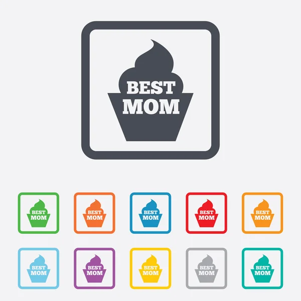 Mejor mamá signo icono. Muffin símbolo de comida . — Archivo Imágenes Vectoriales