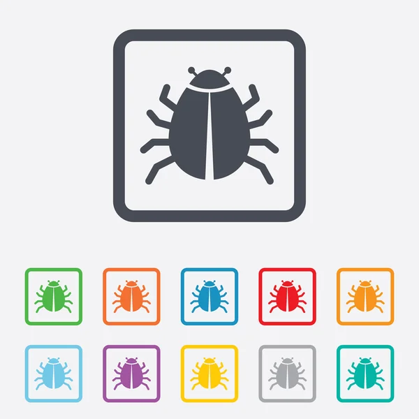 Icône Bug Sign. Symbole de virus. Erreur de bogue logiciel — Image vectorielle