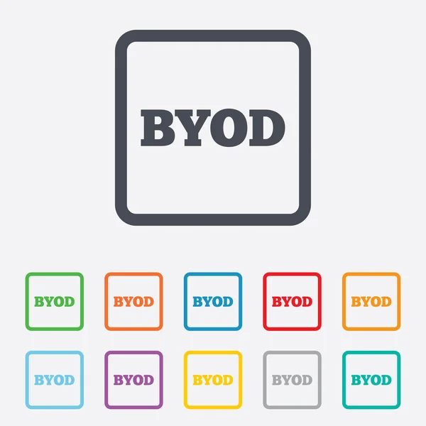 BYOD அடையாள ஐகான். உங்கள் சொந்த சாதன சின்னத்தை கொண்டு வாருங்கள் . — ஸ்டாக் வெக்டார்