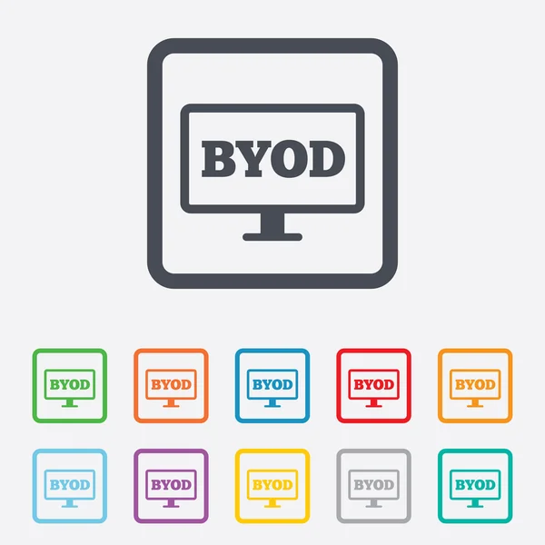 Byod teken pictogram. brengen van uw eigen apparaat symbool. — Stockvector