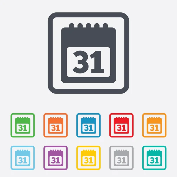 Icono de signo de calendario. 31 día mes símbolo . — Vector de stock