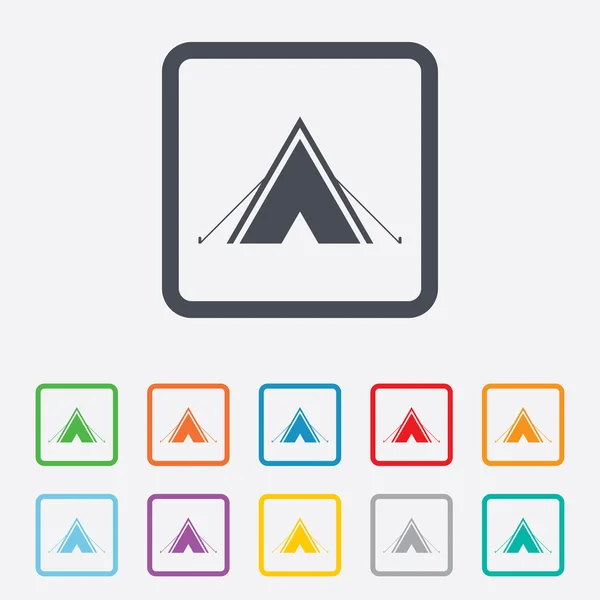 Turisztikai sátor aláírás ikonra. kemping szimbólum. — Stock Vector