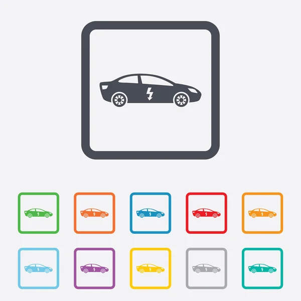 Samochód elektryczny ikona znak. sedan limuzyna symbol. — Wektor stockowy