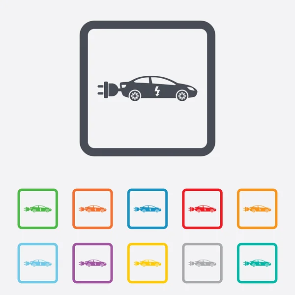 Elektrische auto teken pictogram. Sedan Sedan symbool. — Stockvector