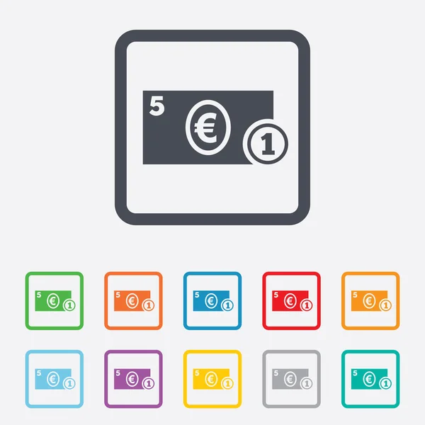 Contant geld teken pictogram. euro geldsymbool. munt. — Stockvector