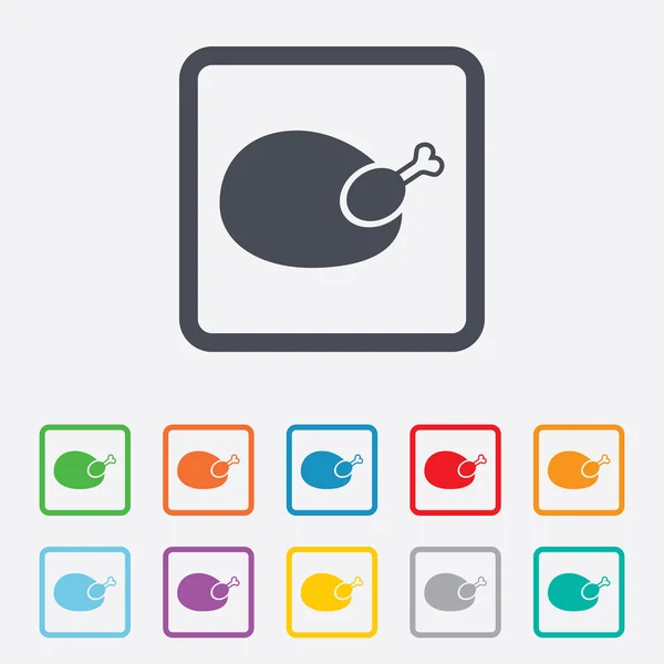 Kyckling tecken ikon. Höna fågel kött symbol. — Stock vektor