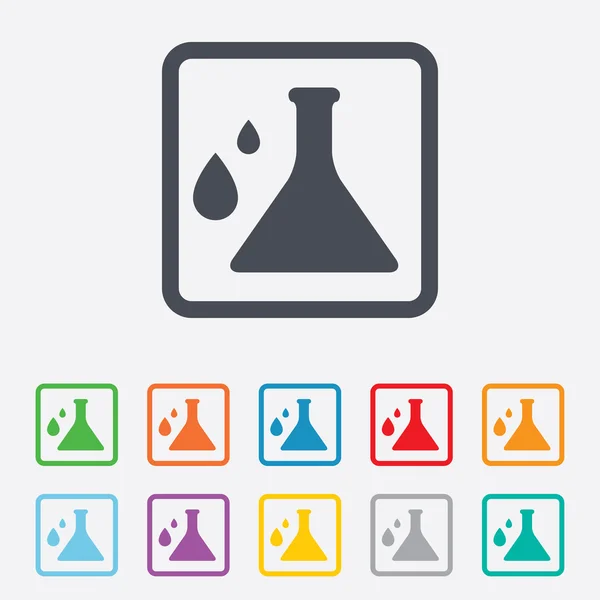 Chemistry sign icon. Bulb symbol with drops. — Stock Vector